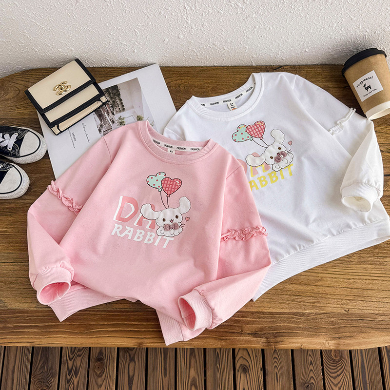 Meninas dos desenhos animados impresso moletom novo estilo primavera outono estilo ocidental roupas infantis bebê menina