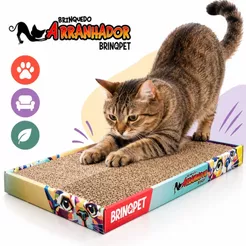 Arranhador de Papelão Ondulado Retangular Plano para Gatos - Evita Arranhões no Sofá | Brinqpet