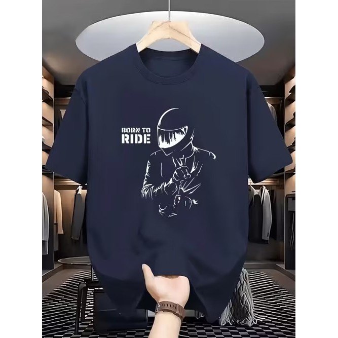 Camiseta Manga Curta Estampada Motociclista Confortável Moderna Estilosa Premium Casual Tendência Verão