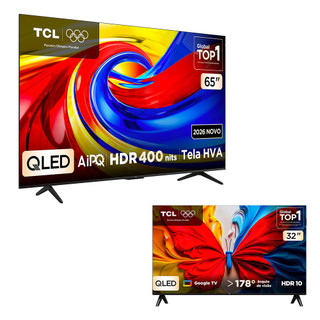 Combo Smart TV TCL 65 QLED 4K P7L 120 Hz VRR AIPQ 65P7L e Smart TV TCL 32 QLED FHD S5K 32S5K