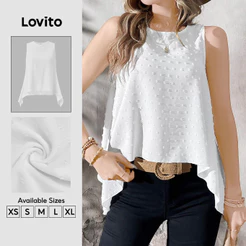 Lovito Blusa Casual Plissada Requintada Branca Para Mulheres Para Primavera/verão TKB201P1D507