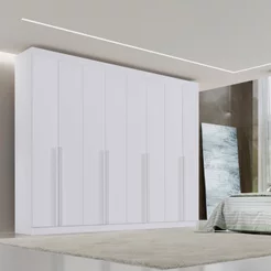 Guarda-Roupa Casal 100% MDF 8 Portas 8 Gavetas Império Branco Branco