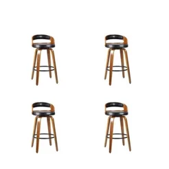 Kit 4 Banquetas para Cozinha Altas Giratórias Madeira Roma Rivatti Preto/Marrom Preto/Marrom