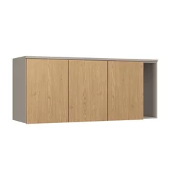 Guarda-Roupa Módulo Aéreo 3 Portas Elegantes Marrom/Níquel/Angelin Níquel/Angelin