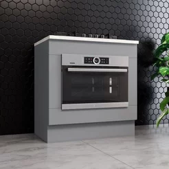 Balcão de Cozinha para Forno de Embutir com Tampo Emily Espresso Móveis Cinza/Calcare