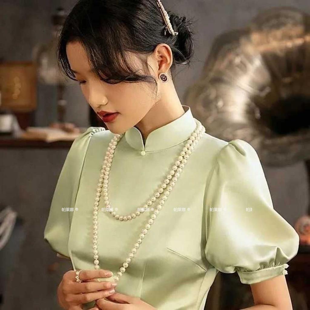Colar de pérolas duplas estilo longo livre mãe elegante saia Cheongsam colar acessórios moda feminina colar combinando t