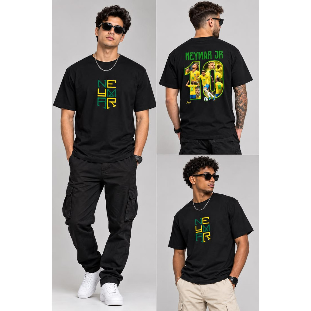 Camiseta Masculina Estampa Neymar 10 Seleção Brasileira Estilosa Confortável Moderna Descolada Para Uso Casual e