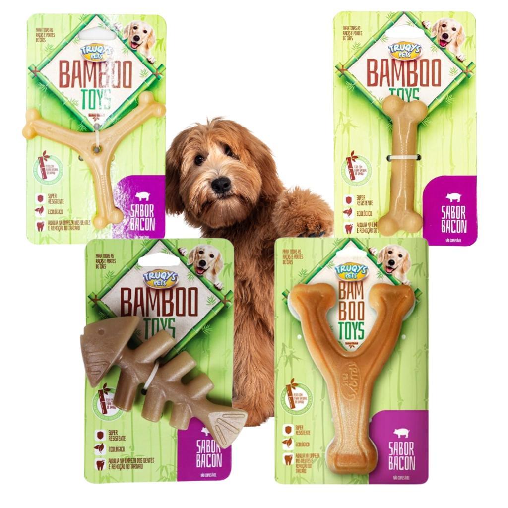 Brinquedo Mordedor Bamboo Osso P/Cães Vários Formatos - Truqys