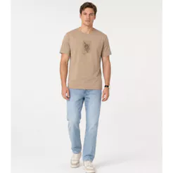 Camiseta Masculina em Meia Malha Diametro Marrom