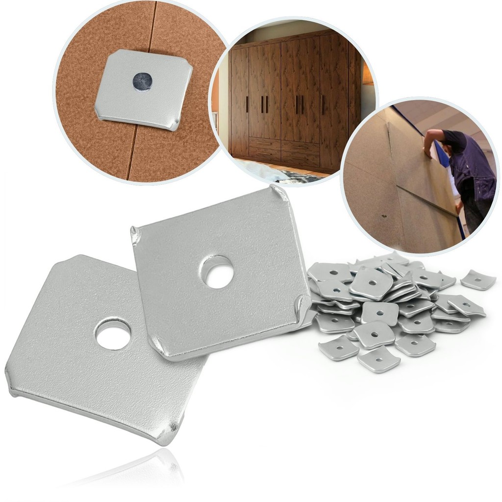 Kit 100 Garra União Fundo Armário Guarda Roupa Roupeiro Fixador Móveis Tarraxa Tarracha Junção Tachinha Chapa MDF