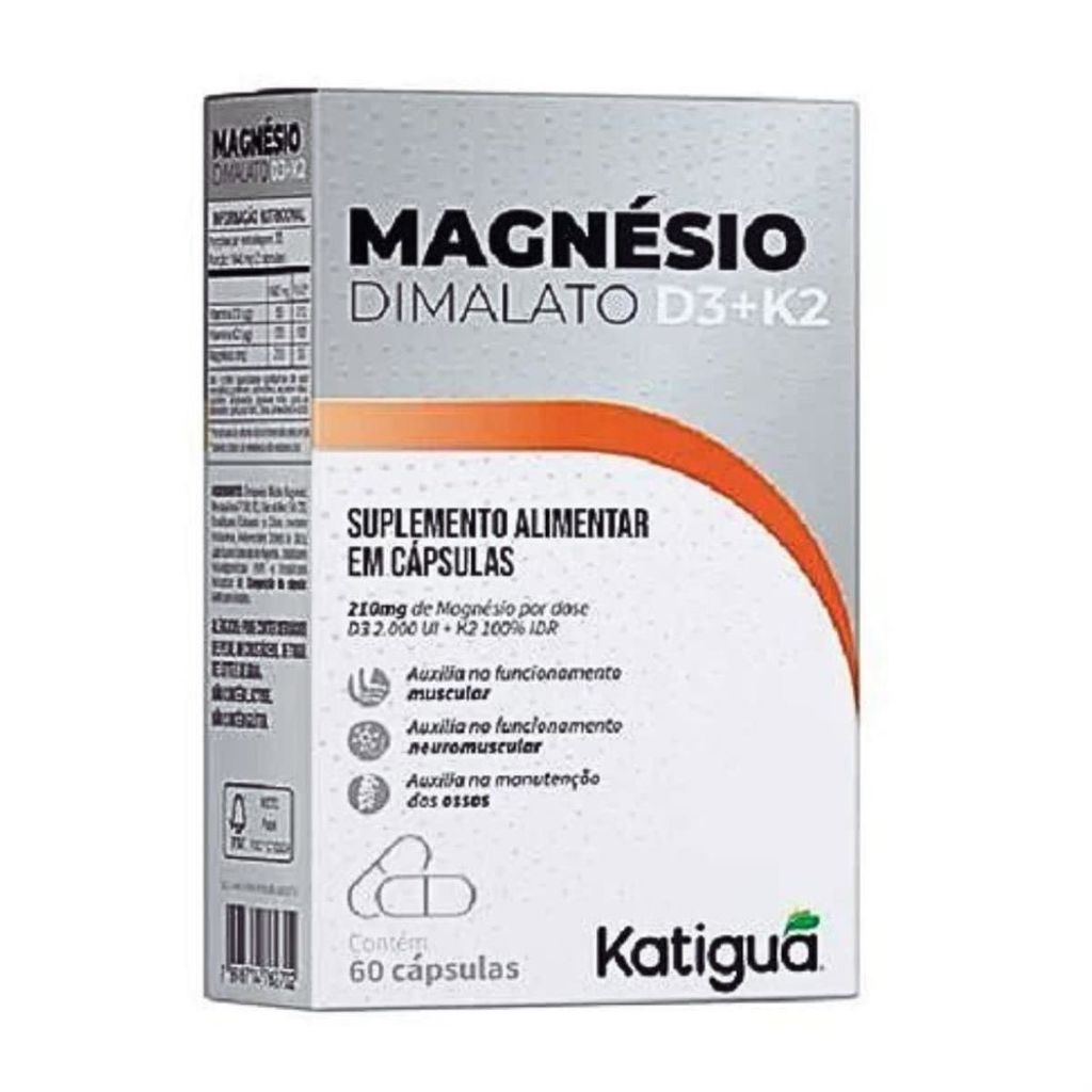 Magnesio Dimalato D3 + K2 - 60 Cápsulas - Katiguá em Oferta na Shopee