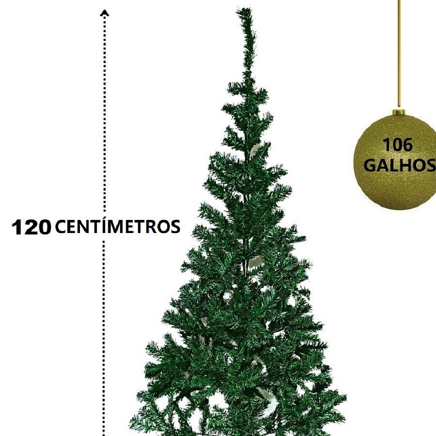 Árvore De Natal 1,2M Tradicional Verde 106 Galhos Ou Nevada 108 Galhos Apoio De Plástico Natalina — imagem 2 de 2
