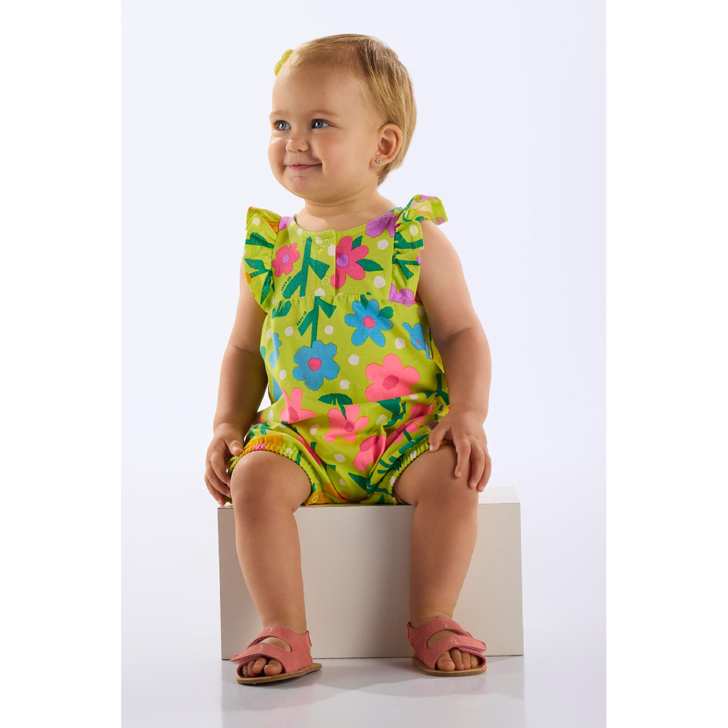 Macaquinho em Cotton Bebê Menina Up Baby