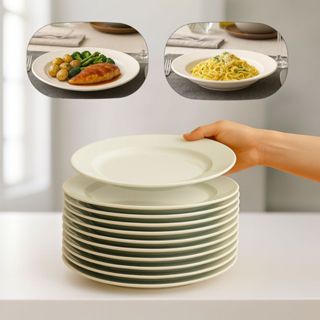 Jogo Kit Pratos Raso e Fundo em Vidro Temperado Branco Menu Opaline Almoço Jantar Hotel em Oferta na Shopee