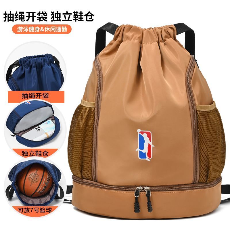 Mochila esportiva de grande capacidade, basquete, natação, bolso com cordão, leve, separação seca e molhada, bolsa de ar