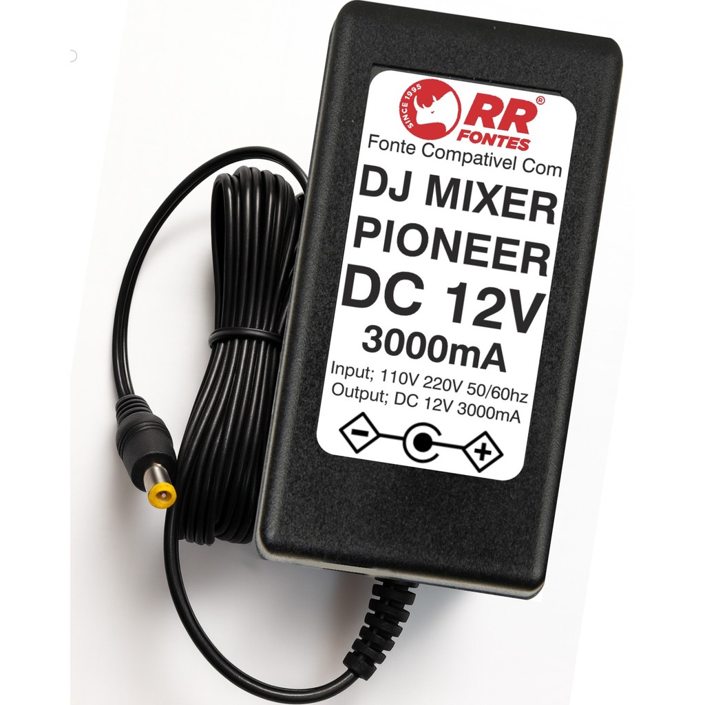 Fonte 12V para mesa Controladora DJ Mixer Pioneer DDJ-1000 DDJ-1000SRT DDJ-800 DDJ-RR DDJ-SR2 DDJ-WEGO 1 2 3 4