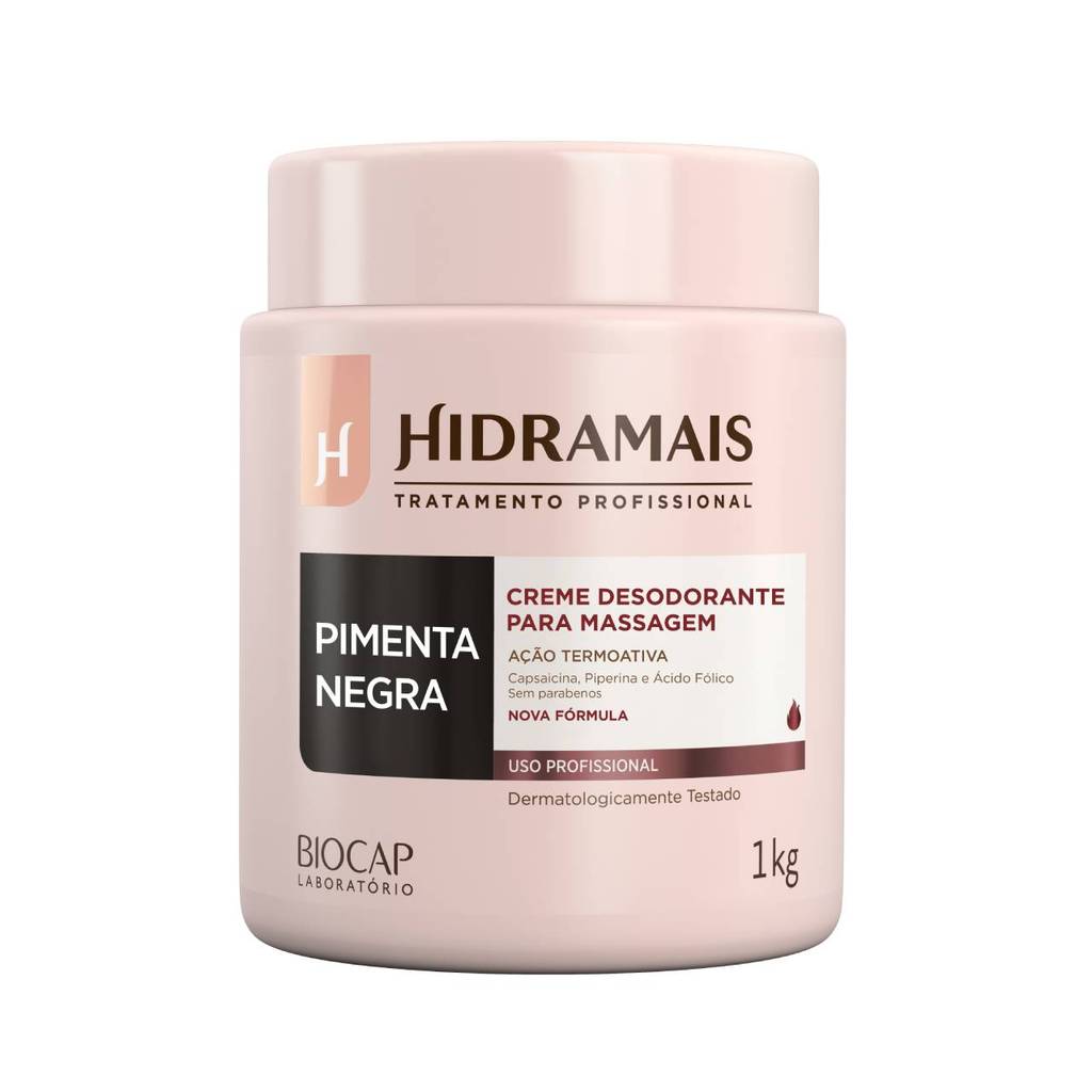 Creme Pimenta Negra Nano 1kg Hidramais Redutor Medidas Termoativo Massagem Modeladora Profissional