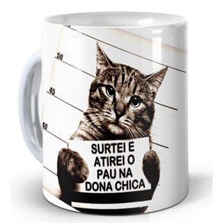 Caneca Gato  Engraçado "atirei o pau na dona Chica" em Oferta na Shopee