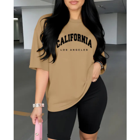 Camiseta Oversized Feminina Streetwear Blusão Confortável California