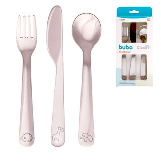 Kit 3 Talheres Infantil Inox Buba Garfo, Colher e Faca em Oferta na Shopee