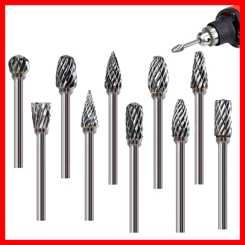10 rebarbas de carboneto corte de carboneto rebarbas rotativas ferramentas de escultura em Metal rebarbas de processamen