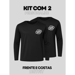 Kit 2 Camiseta Manga Longa Dry Fit Personalizada Empresa Uniforme Evento Corrida Seu Logo Sua Arte 3 em Oferta na Shopee