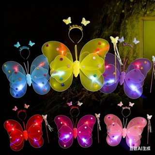 Fantasia Asa Borboleta Fada Luz Led Pisca Uso Adulto e Infantil Varinha + Tiara + asa Festa Carnaval em Oferta na Shopee