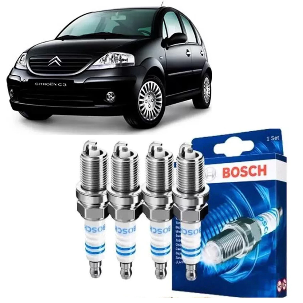 Vela de Ignição Citroen C3 XTR GLX Exclusive 1.6 16V Flex 2005-2012 Bosch SP31 F000KE0P31 Super Plus Alta Qualidade