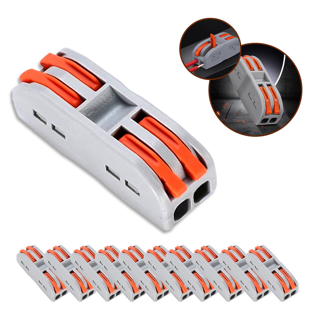 Kit 10 Conector 2 Vias 32a / 250v Compacto Elétrico Emenda