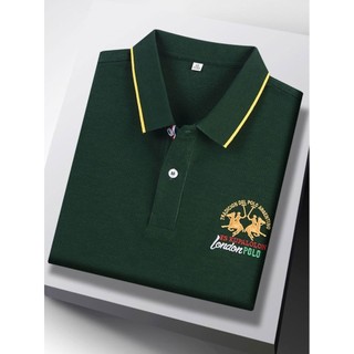 Primavera verão de manga curta Paul mercerizado algodão cor sólida camiseta masculina colarinho topo bordado camiseta Ca