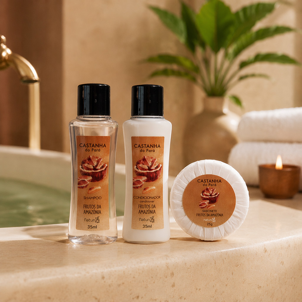 KIT 25 Sabonete e Shampoo 2 em 1 Castanha Hotel Pousada SPA — imagem 2 de 2