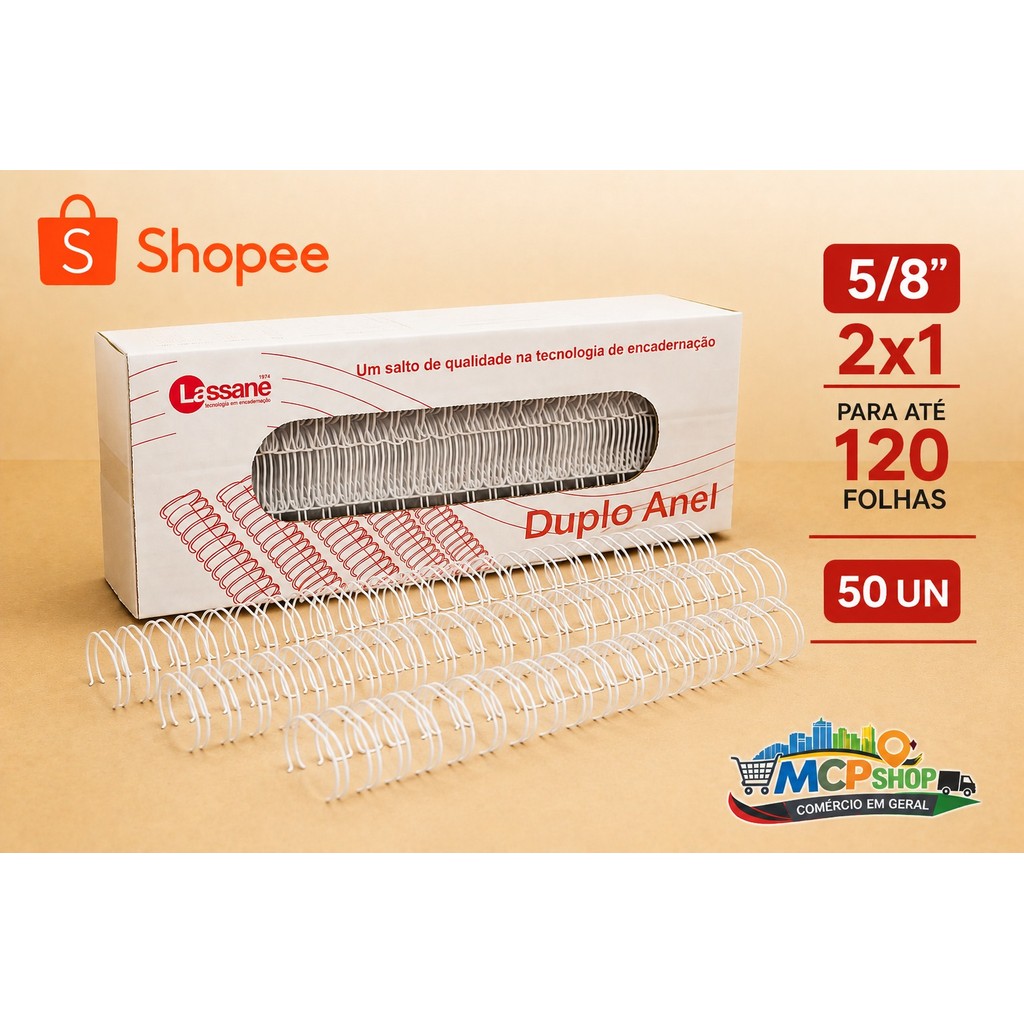 Wire-o Branco 5/8 Para Encadernação A4 120 Folhas 2x1 Caixa 50 Unidades LASSANE