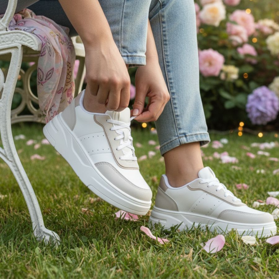 Ténis Feminino Basic Do 34 ao 39 Branco Clean Cadarço Premium Adulto
