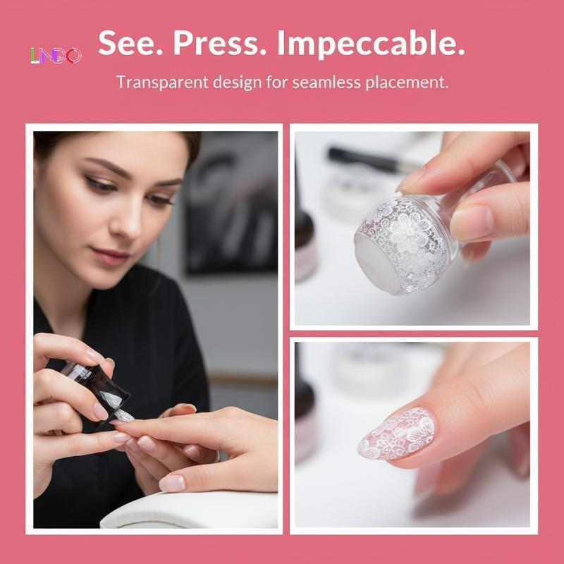 Uequilibrium Carimbo De Arte De Unha , Cabeça De Gelatina De Silicone Transparente Com Raspador Para Salão De Beleza Dom