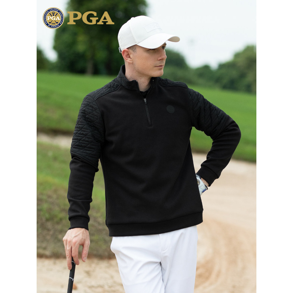 Americano PGA forro de lã engrossado roupas de golfe masculino gola alta moletom jaqueta roupas masculinas de manga comp