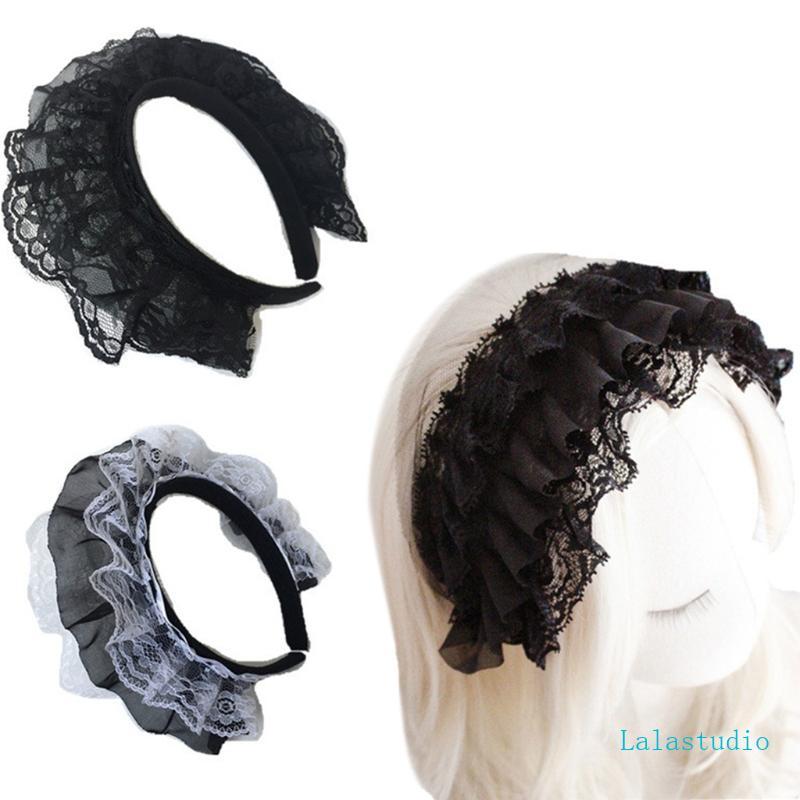 Lalastudio Menina Babados Renda Bandana Com Multicamadas Argola De Cabelo Lindo Doce Cocar Anime Lolita Cosplay Acces