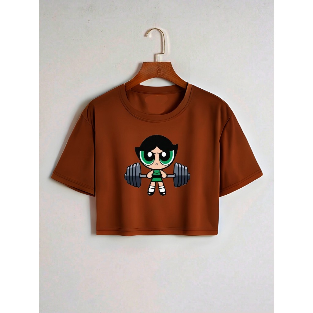 Blusinha Cropped De Algodão Estampada Docinho Academia