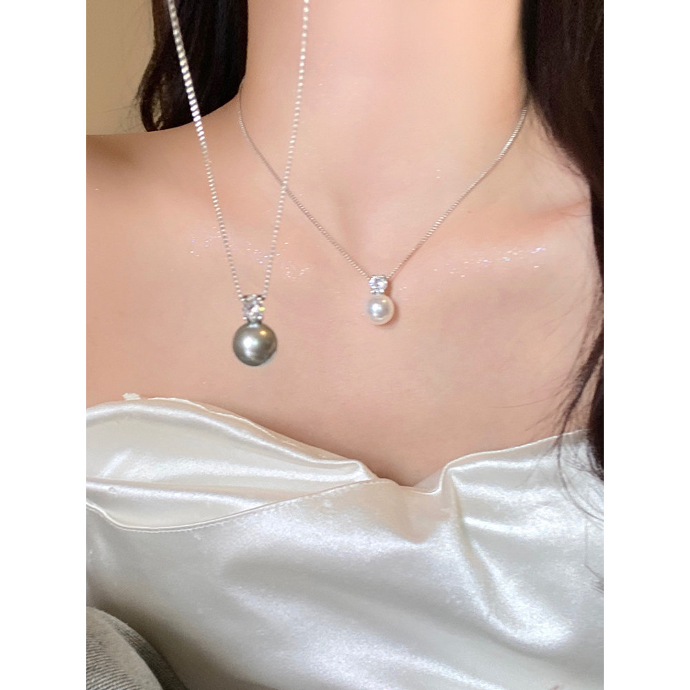 colar aço inoxidável colar Colar banhado a prata de cobre High-End luz luxo nicho único diamante pérola colar feminino