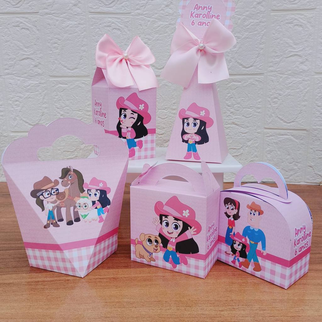 DESMONTADO - Kit Festa Personalizados TURMA DA BOIADEiRINHA Lembrancinhas Caixinhas para Aniversário