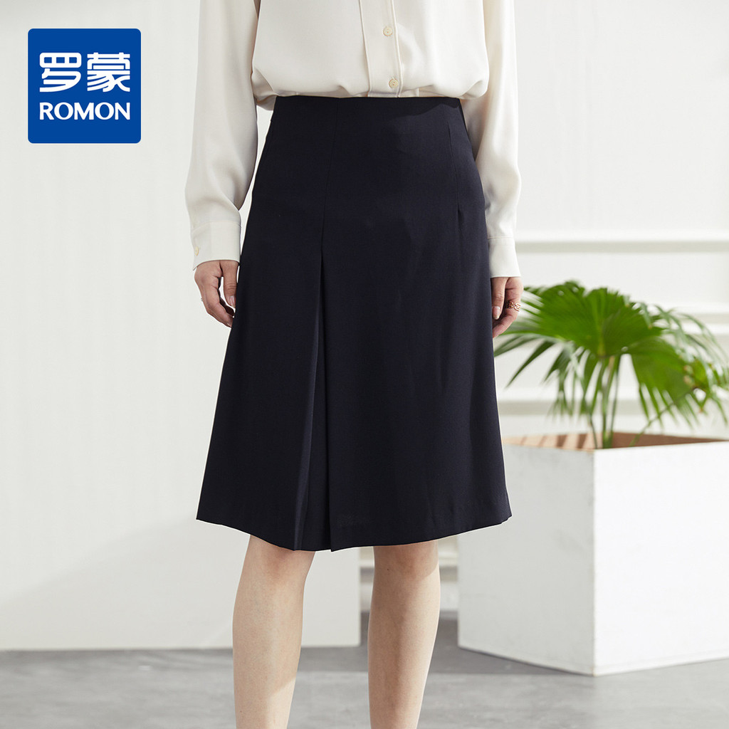 Primavera outono estilo saia falsa fenda elegante All-Match Popular diário A linha saia feminina