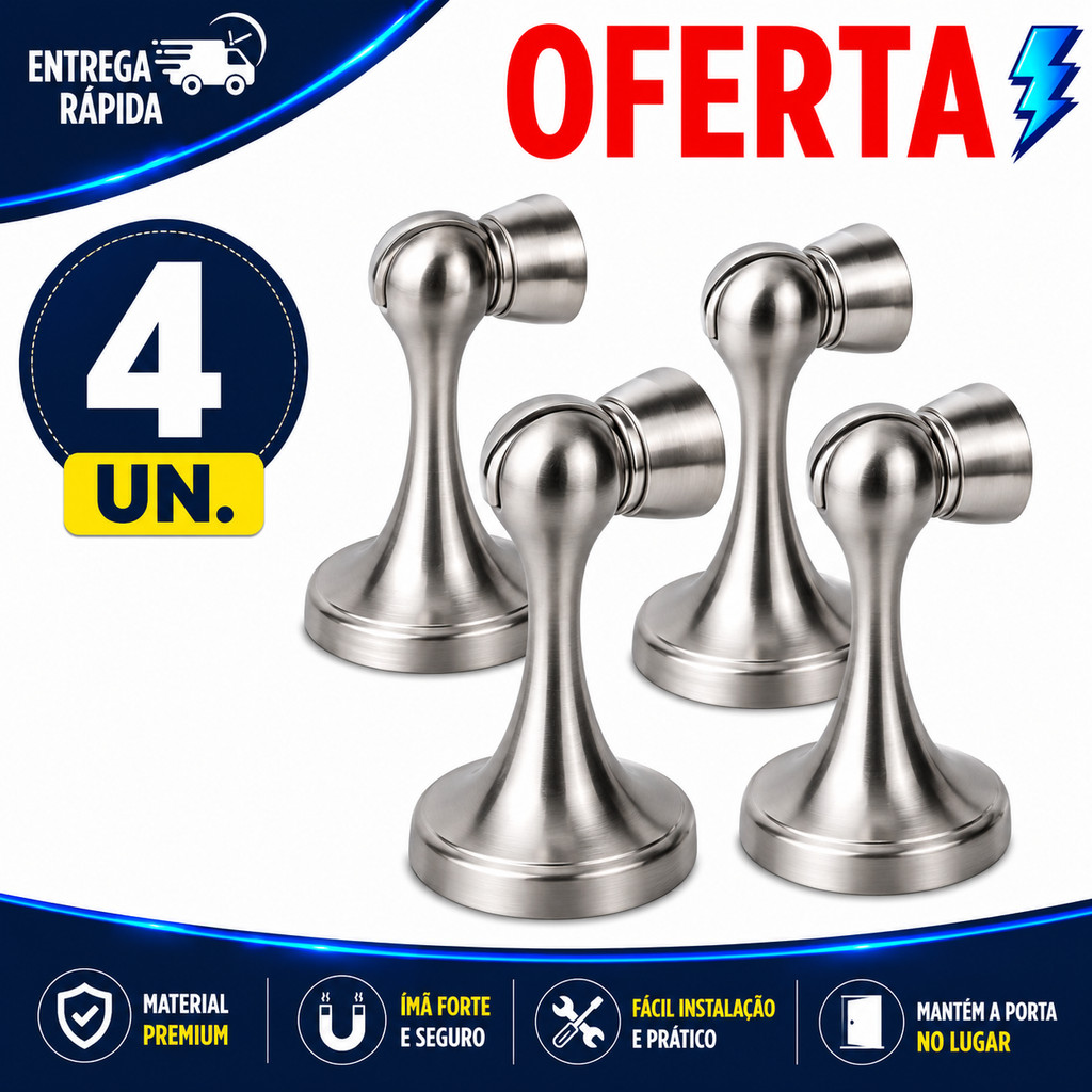 FIXADOR MAGNÉTICO PARA PORTA IMÃ FORTE BATENTE INOX UTILIDADES