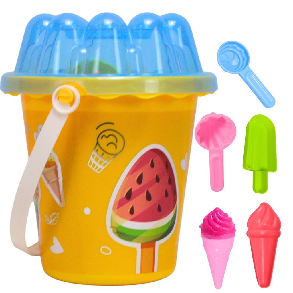 Kit Praia Infantil Baldinho com Moldes de Sorvete Brinquedo para Areia Castela