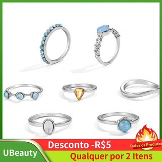 Conjunto de 7 Anéis para Mulheres, Anéis de Falange, Anéis Banhados a Ouro/Prata 14K, Ajustáveis, Anel Retrô, Presente d