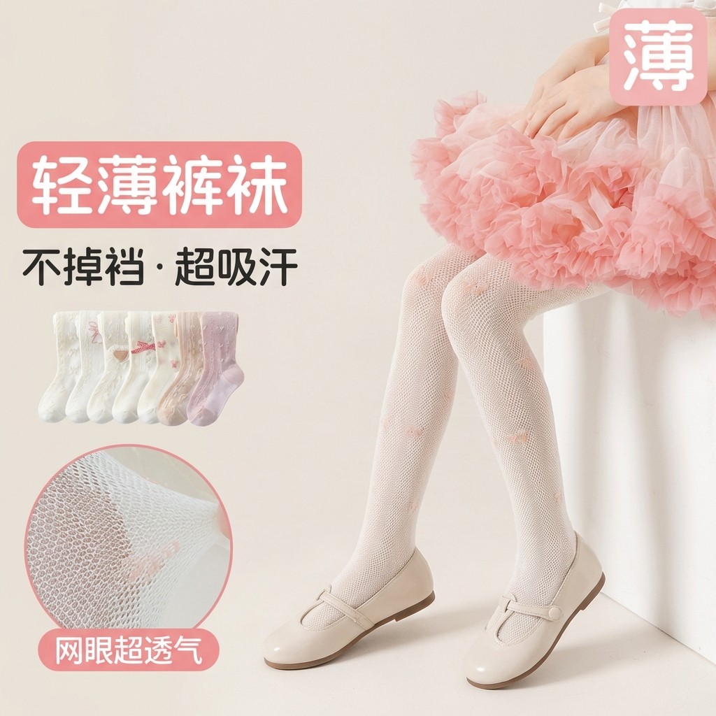 Meninas Leggings primavera exterior Wear crianças dança branca meia-calça verão malha fina respirável Anti-mosquito meia