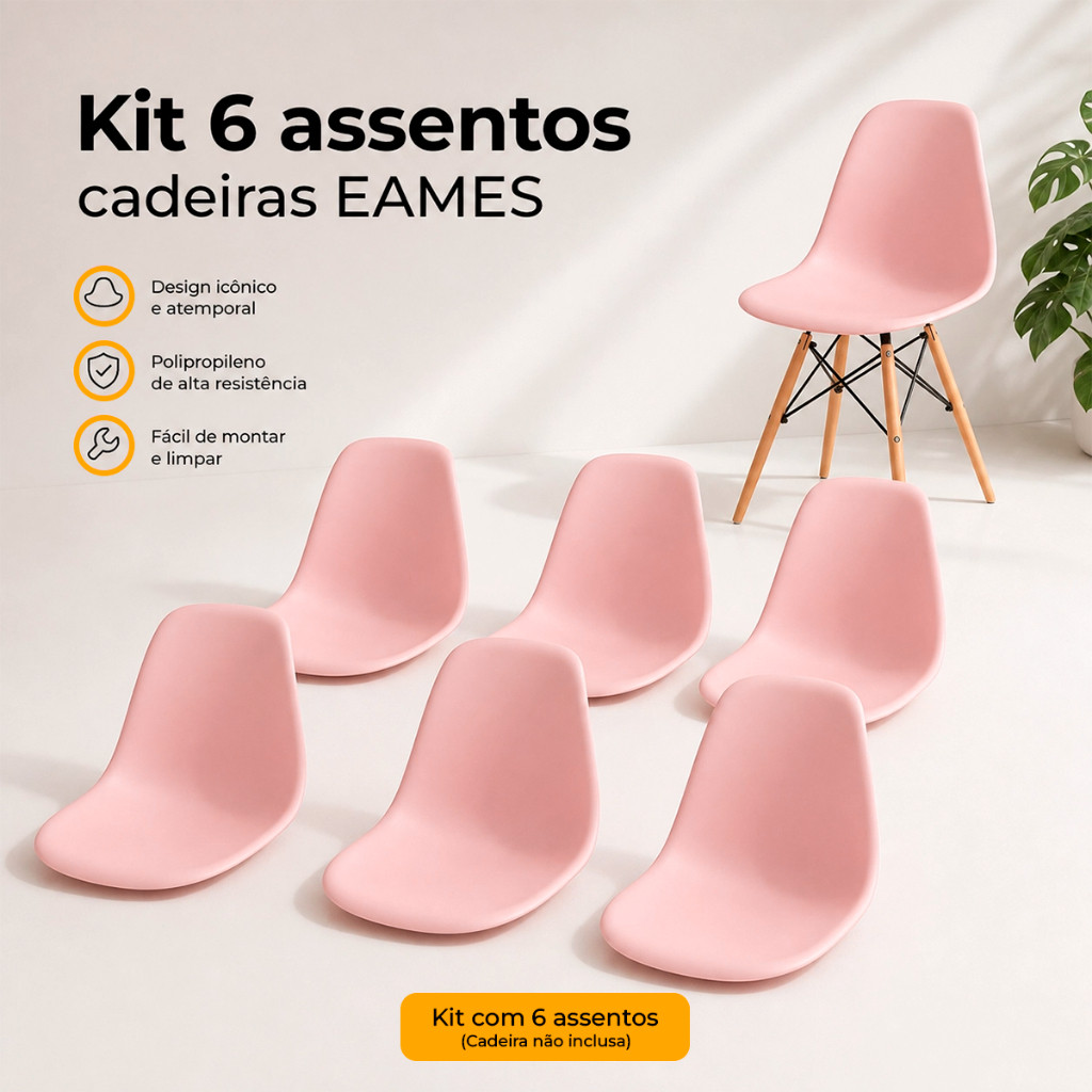 Kit 6 Assento Reposição Cadeira Charles Eames DSW Somente Assentos - Seat&co