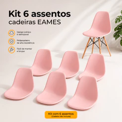 Kit 6 Assentos Reposição para Cadeira Eames Polipropileno Assento Charles Somente
