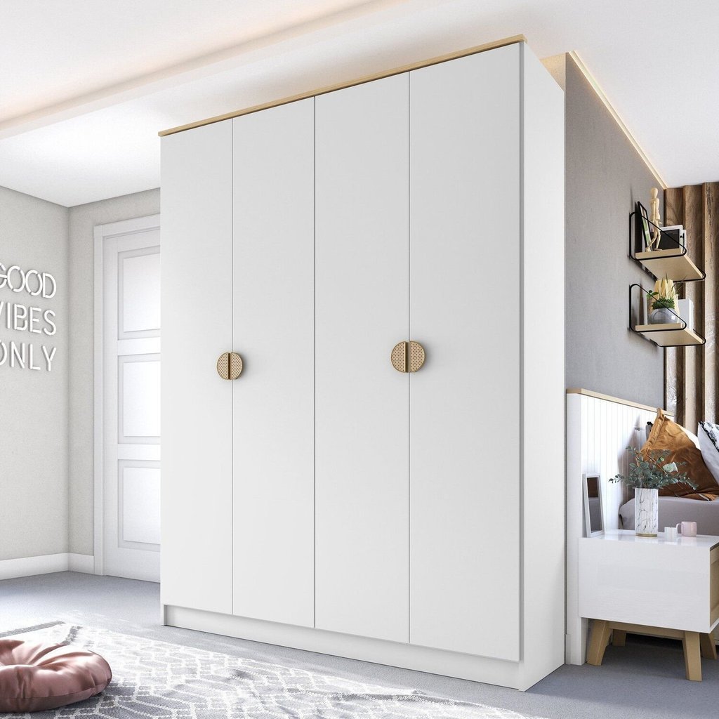 Guarda-Roupa Solteiro 100% MDF BP 4 Portas 2 Gavetas Asti Branco Branco