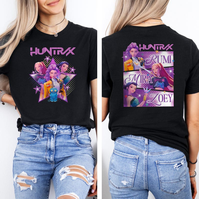 Camiseta Feminina Estampa de Personagens em Cena de Fãs Moderna Estilosa Confortável Moda Feminina Casual