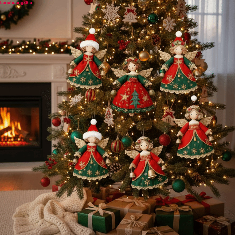 TIANCHUANG 12 Peças De Decoração De Árvore De Natal , Suspensão Plana 2D , Pingente Brilhante Em Forma De Menina