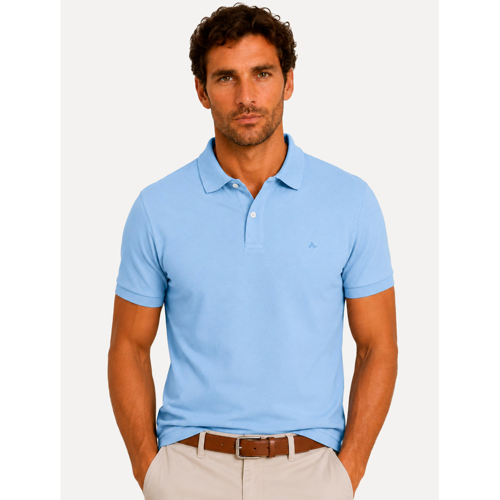 Imagem Polo Aramis Masculina Basic Piquet Mono Original Azul Pastel